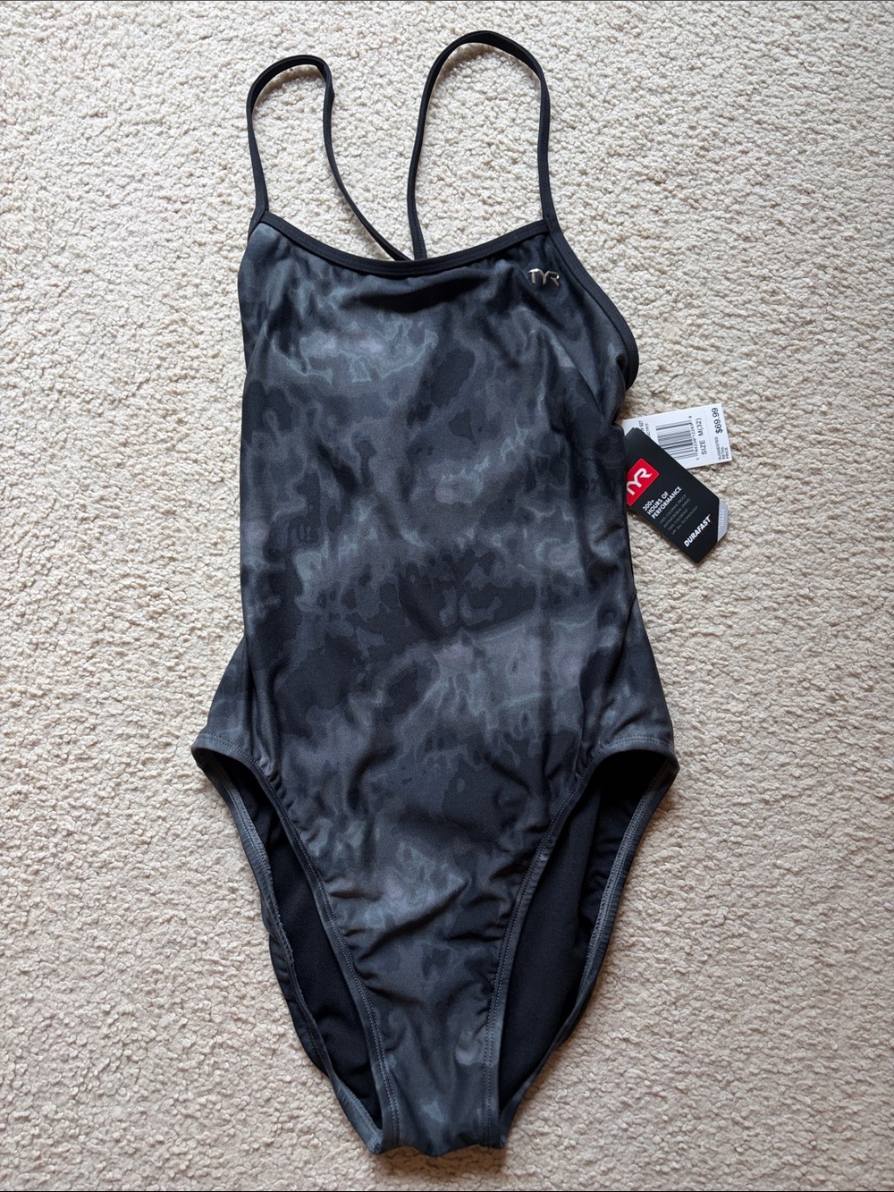 NWT: TYR Black Camouflage One-Piece Women's Swimsuit